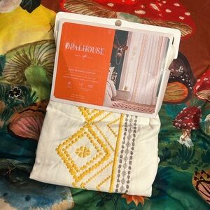 NWT Opalhouse Light Filtering Embroidered Curtain in Pattern Amber Global Border
